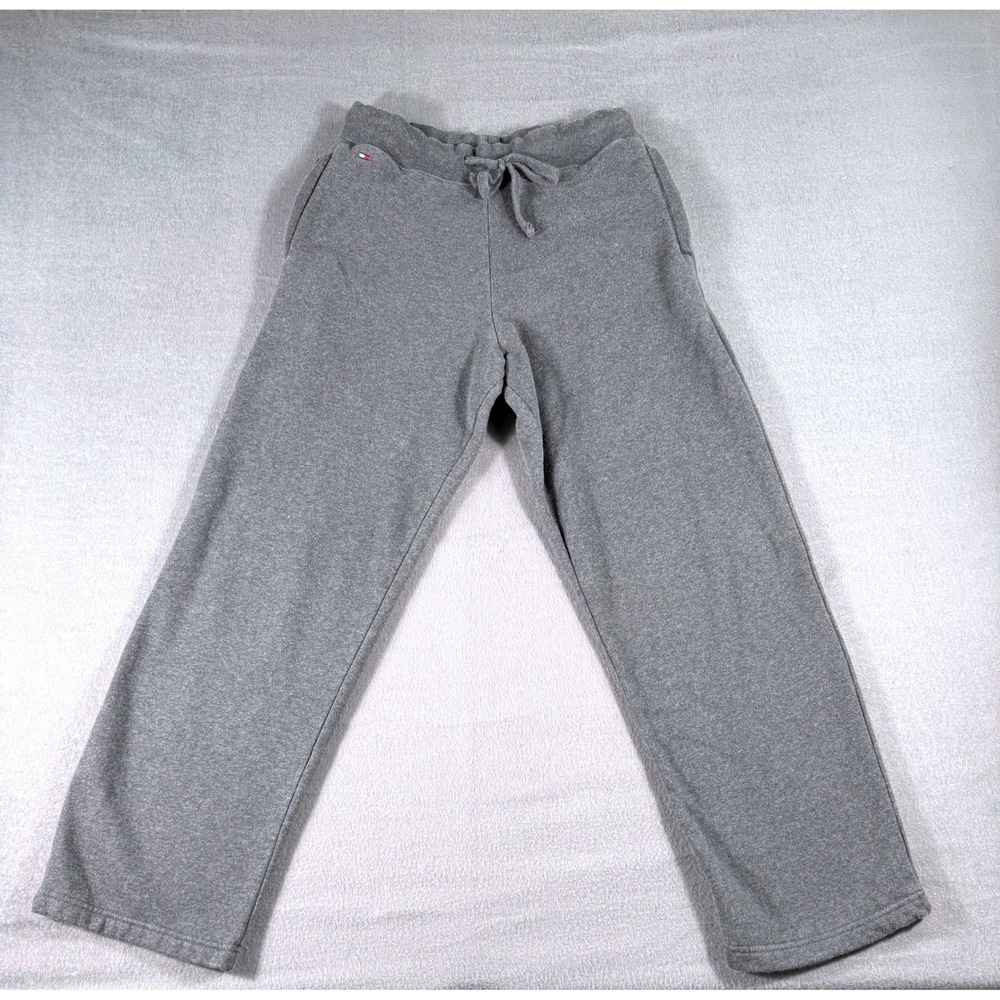 Tommy Hilfiger Gray Sweatpants Men M Fleece Joggers Drawstring Embroidered Logo